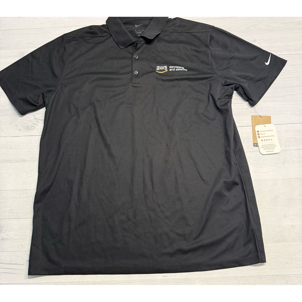 Nike men's black golf polo shirt embroidered with AWS logo men's XL NEW